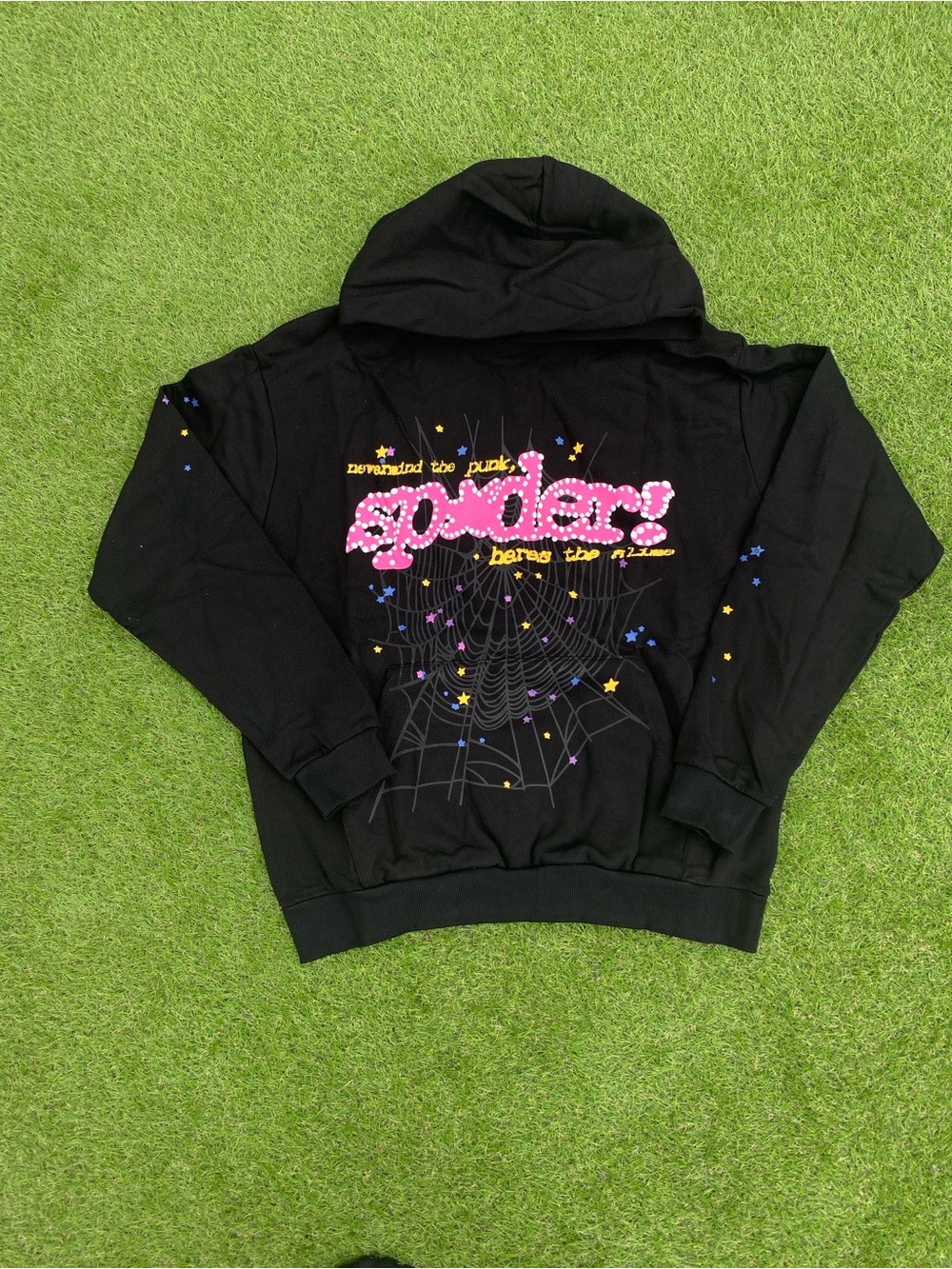 Black Graphic 'Spiders' Pullover Hoodie for Men